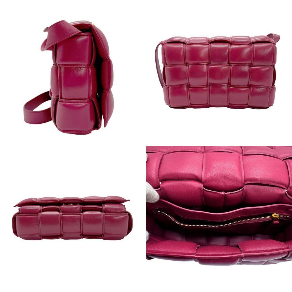 Bottega Veneta Cassette Leather Shoulder Magenta Padded Bag